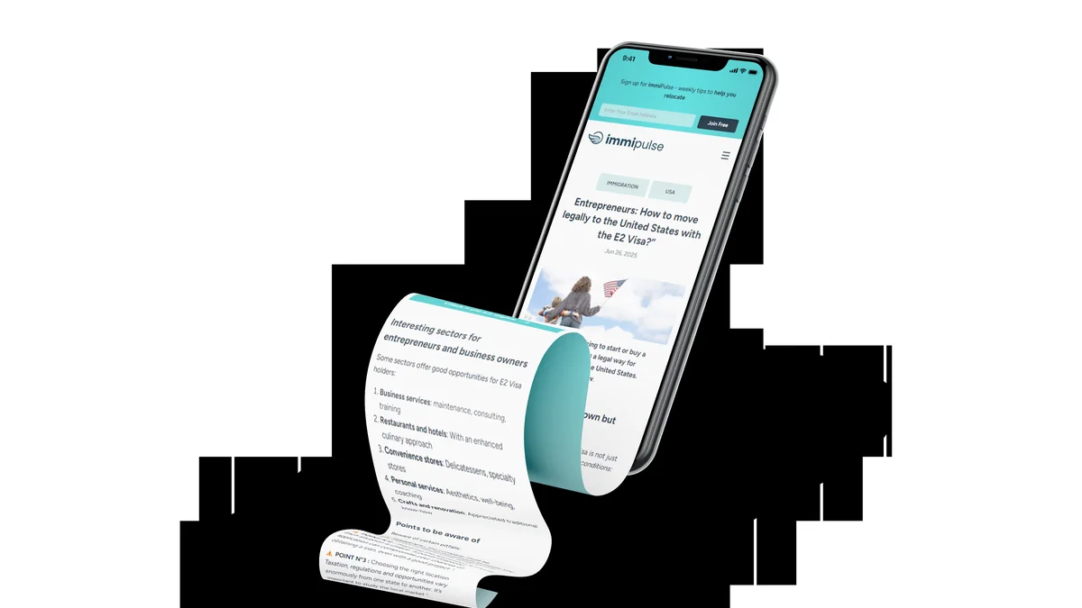 Immipulse immigration-news newsletter shown on mobile devices